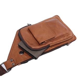 Bolso de Pecho y Hombro de Cuero Genuino para Hombre, Gran Capacidad, con Cierre de Cremallera, Estilo Moderno, Venta al Por Mayor - Product Image 4