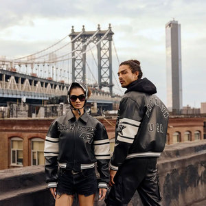 Dernier modèle de veste en cuir Avirex brodée, style streetwear, en cuir de vache véritable, pour homme, imperméable et coupe-vent, pour l'hiver - Product Image 6