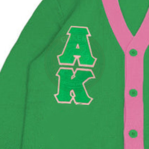 Custom Sorority Green Knitted Cardigan Women's Sweater <b>Pink</b> Greek Embroidery APA Letter Cotton V Neck Long Sleeve <b>Collage</b> Wear - Product Image 5