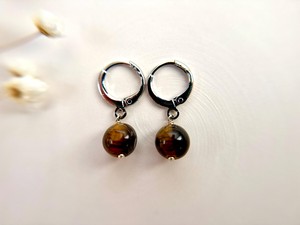 Classic Cut Tiger Eye <b>Earrings</b> Brown Gemstone Huggie Hoops Earthy Stone Dangle <b>Earrings</b> Neutral Jewelry Unique Gift for Her - Product Image 4