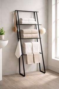 Contemporary Black <b>Towel</b> Rack Wall Mount Bathroom <b>Towel</b> Rail Hotel Home Accessories Heavy Duty Black Metal Bathroom <b>Towel</b> Holder - Product Image 4