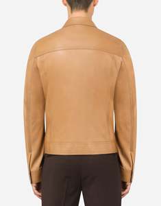 <b>Men</b>’s Tan Lambskin Leather <b>Jacket</b> Camel Beige Classic Collar Zip-Up <b>Biker</b> Motorcycle Casual Slim Fit Premium Leather <b>Jacket</b> - Product Image 4