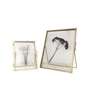 Ensemble de 2 cadres photo flottants en métal doré pour décoration moderne de la maison, cadres autoportants en verre pour photos et œuvres d'art - Product Image 1