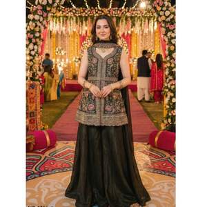Ensemble Sharara en Georgette Brodé pour Femme, Style Ethnique, avec Ceinture Broderie, Tenue de Soirée Chic, Robe de Mariée Indienne – Vente en Gros - Product Image 1