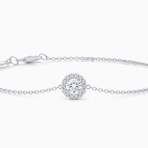 สร้อยข้อมือโซ่ประดับเพชรเม็ดเดี่ยวทรงฮาโล14K สีทองขาวโรเดียมรับการรับรอง - Product Image 3