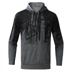 Ensemble de survêtement décontracté pour homme avec sweat à capuche imprimé, en molleton respirant gris, polyester et coton, idéal pour l'automne - Product Image 6