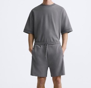 Ensemble T-shirt et short vintage délavé à l'acide, coupe oversize, pour l'été, la plage, les soirées, les clubs, ensemble short jumeaux respirant - Product Image 1
