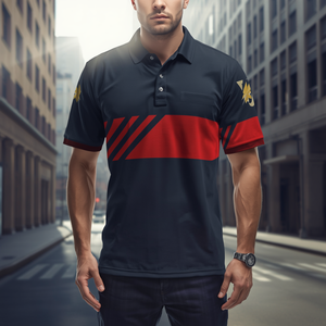 เสื้อโปโลผู้ชายผ้าโพลีเอสเตอร์คอตตอนพิมพ์ลาย สวมใส่สบาย ระบายอากาศได้ดี รับผลิตตามแบบ OEM - Product Image 2