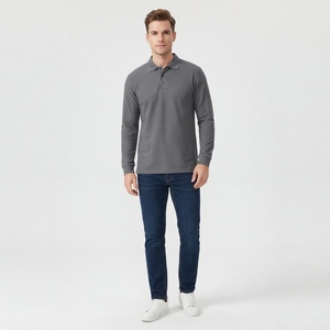 Polo blanc uni à manches longues pour homme – Personnalisable, décontracté, pour usage quotidien – Vente en gros fabricant - Product Image 4