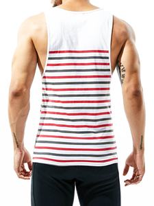 Men's Sublimated <b>Striped</b> <b>Vest</b> UNeck <b>Striped</b> Color Block Sleeveless Summer Shirts Sublimated Tank <b>Top</b> with Pocket - Product Image 6