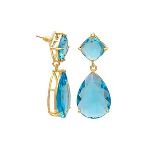 925 Sterling Silver Blue Topaz Hydro <b>Earrings</b> 18K Gold Plated <b>Fashion</b> <b>Drop</b> <b>Earrings</b> For Women - Product Image 5