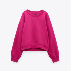 <b>Top</b> Quality Women's Crew Neck Sweatshirt Solid <b>Pink</b> 100% Cotton Knitted <b>Long</b> <b>Sleeve</b> Autumn Casual Style 2026 - Product Image 6