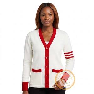 Customized Delta Acrylic Solid Embroidered Appliques V-neck Covered <b>Button</b> Casual Anti-Wrinkle Breathable Sweater <b>Cardigan</b> Sigma - Product Image 1