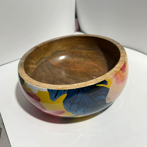 Bol à salade en bois ancien de haute qualité, en bois d'acacia et de manguier, style européen, décoration de luxe pour la maison, utilisation en cuisine, bols de service pour les fêtes - Product Image 1