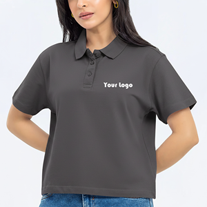 เสื้อถักผ้าฝ้ายสีดำสำหรับผู้หญิง แขนสั้น สวมใส่สบาย ระบายอากาศได้ดี พิมพ์ลายดิจิตอลโลโก้ด้านหน้า ขายส่ง - Product Image 1