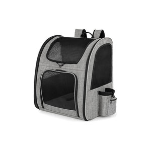 Pet <b>Backpack</b> Carrier Gray Black Mesh Breathable Zipper Closure For <b>Cats</b> - Product Image 1