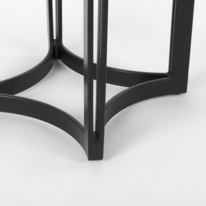 Modern Indian Marble Top Café <b>Table</b> with Matte <b>Black</b> Iron Base Contemporary Bistro Dining <b>Table</b> - Product Image 4