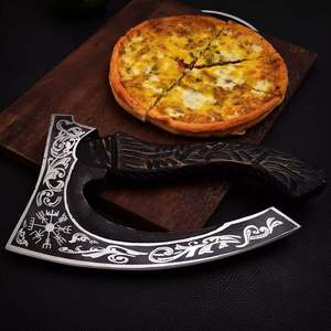 Hacha Tomahawk Hecha a Mano, Acero con Alto Contenido de Carbono, Grabado Floral con Runas Vikingas, Mango de Madera, Funda de Cuero, Herramienta de Supervivencia para Cortar Pizza, OEM - Product Image 4