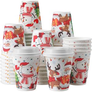 Bicchieri di Carta Usa e Getta per Caffè da 12 oz con Coperchi, Confezione da 50, Bicchieri Isolati Antigoccia per Bevande Calde, Ideali per le Festività - Product Image 1