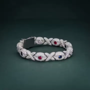 High End 925 Sterling Silver Multicolor Lab Grown Diamond Bracelet <b>Iced</b> Out Hip Hop Jewelry Unisex Fashion <b>Chain</b> Gift - Product Image 2