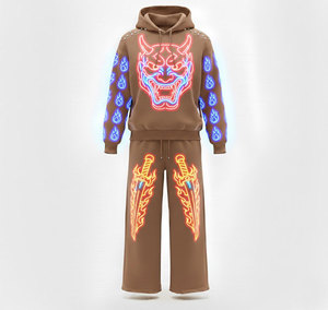 เสื้อฮู้ด Cyberpunk Techwear สำหรับผู้ชาย ลายกราฟิกเส้นอิเล็กทรอนิกส์สีนีออน ดีไซน์สดใส พิมพ์ลายแบบ Sublimation - Product Image 3