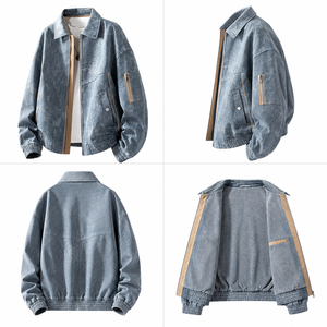 Wholesale Customized American-style Denim Lapel Jacket for Men Streetwear Heart Pattern Zipper Closure 2025 New Autumn Casual - Product Image 2
