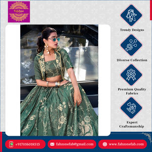 ชุดเลเฮนกาแบบอินเดียดั้งเดิม ดีไซน์สวยงาม สำหรับงานปาร์ตี้ งานแต่งงาน  ตัดเย็บสำเร็จ  ประดับด้วยลายดอกไม้  ชุดยาวกรอมพื้น  พร้อมเสื้อโคติ - Product Image 3