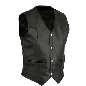 Chaleco de Motocicleta de Cuero de Buena Calidad para Hombre, Otoño Invierno, Sin Mangas, Transpirable, Cuello en V, Diseño Sólido, Personalizable, Chaleco de Moda de Cuero - Product Image 2