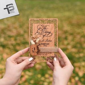 Invitations de mariage uniques en bois Delarchi gravées directement sur demande, style religieux fait main, origine Vietnam - Product Image 6