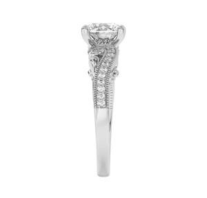 Bague de mariage 2,00 carats, taille brillant ronde, clarté VS1, couleur F, style vintage pavé, certifiée IGI, or blanc 14 carats, diamant de laboratoire - Product Image 2