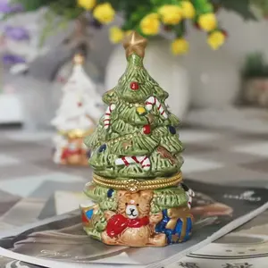 Figurine famille personnalisé en céramique, ornements de noël en forme de cerf bonhomme de neige