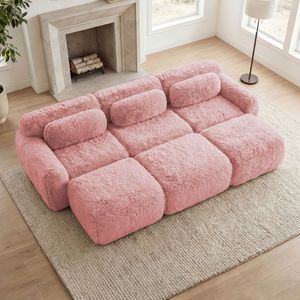 Divano a 3 Posti in Tessuto Morbido 32D ad Alta Densità per Soggiorno, Pouf Mobile, Combinazione Libera, Nessun Montaggio Richiesto - Product Image 2