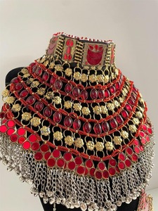 Custom Vintage Pakistani Afghan Kuchi <b>Choker</b> Necklace Earrings Set Stainless Steel Antique <b>Silver</b> Plated Geometric Jewelry Women - Product Image 4