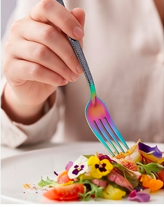 Ensemble de couverts multi-finitions avec poignée noire design, en acier inoxydable, finition miroir et mate, pour la maison, la cuisine, le restaurant et la salle à manger - Product Image 5