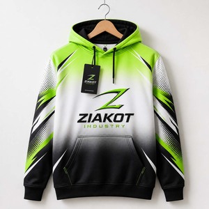 Sweat-shirt à capuche sportif tendance ZIAKOT INDUSTRY, personnalisé, vert néon, dégradé blanc-noir, vente en gros directe - Product Image 1