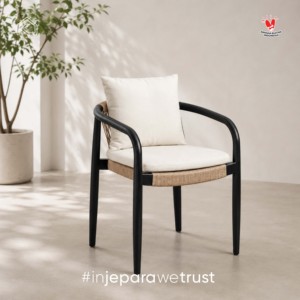 Fauteuil en rotin moderne avec coussin, mobilier d'extérieur, design contemporain, fabriqué en Indonésie - Product Image 6
