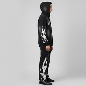 Conjunto Deportivo de Invierno para Hombre, Sudadera con Capucha y Pantalones de Algodón Grueso, Diseño Personalizado con Efecto Desgastado, Logotipo y Cordón Ajustable, Talla 2 - Product Image 3