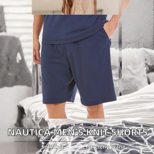 Pantalones Cortos Bermuda de Algodón Azul Marino para Hombre, Cintura Media, Cordón Elástico, Estilo Casual con Bolsillos, Tejido Transpirable - Product Image 5