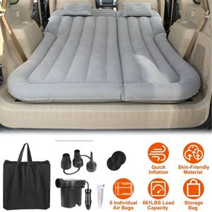 Grey SUV materasso ad aria per campeggio letto ispessito cuscino con pompa ad aria e custodia PVC floccato letto auto per viaggi a casa - Product Image 2