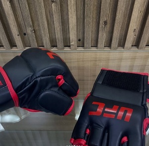 UFC MMA Gloves <b>Black</b> Red Half Finger for Closure Adult Martial Arts Training PU Leather Custom Logo Freedom 250 - Product Image 4