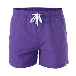Short de bain pour homme, violet uni, séchage rapide, avec cordon de serrage, décontracté, pour la plage, longueur courte, taille mi-haute - Product Image 2