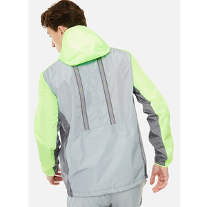Veste coupe-vent à capuche pour homme, haute visibilité, bicolore, entièrement zippée, softshell, logo personnalisé, imperméable, écologique, vêtements de sport d'extérieur - Product Image 2