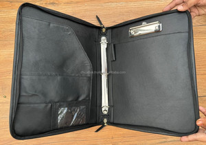 Customize A4 Boot Stitch Hand Tooled Suede Leather Business <b>Portfolio</b> Folder Document <b>Case</b> Organizer Zipper File Padfolio Folder - Product Image 6