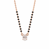 Collier Mangalsutra de mariée pour femme Namivaa, en or rose 18 carats, avec pendentif feuille de plante et diamant, chaîne à maillons, design élégant, pour anniversaire