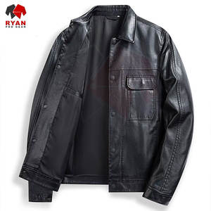 Chaqueta de Cuero Premium para Hombre, Color Sólido, Logotipo Personalizado, Servicios OEM y ODM de Alta Calidad - Product Image 1