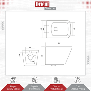 WC suspendu en céramique blanche, fabriqué en Inde, largement utilisé, vendu en gros, à prix abordable - Product Image 2