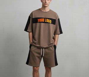 Nouvelle Arrivée 2026 Streetwear Ensemble T-shirt et Short Oversize 100% Coton à Épaules Tombantes pour Homme - Product Image 4