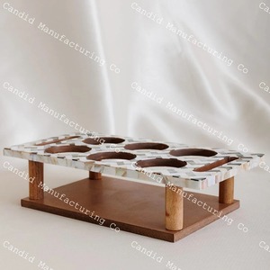 Soporte Decorativo Moderno para Botellas, Bandeja de Madera MDF para Bebidas, Soporte para Servir Jugos con Incrustaciones de Madreperla para el Hogar - Product Image 4