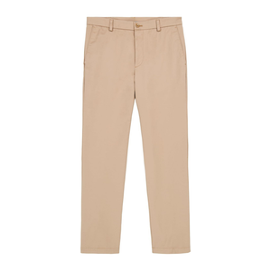 <b>Khaki</b> Check <b>Men</b> Cotton Spandex Easy Care Regular Cut Office Wear Smart Comfort Business Chino Trousers - Product Image 4