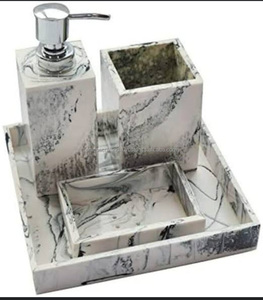 NatureGlow Eco Friendly Luxury Epoxy Resin Bathroom <b>Set</b> Handmade Organic <b>Soap</b> Dispenser Tumbler Tray Handcrafted Bath - Product Image 4
